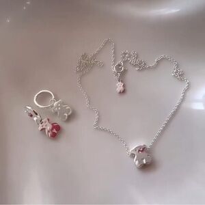 Tous silver 925 bear and hoop earring set